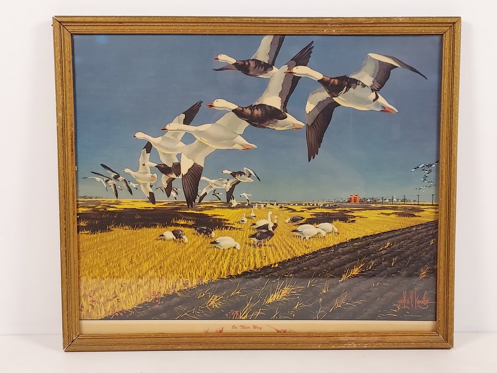 Vintage Framed Print of Geese