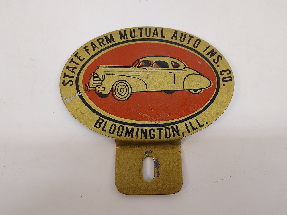 Vintage Steel State Farm License Plate Topper