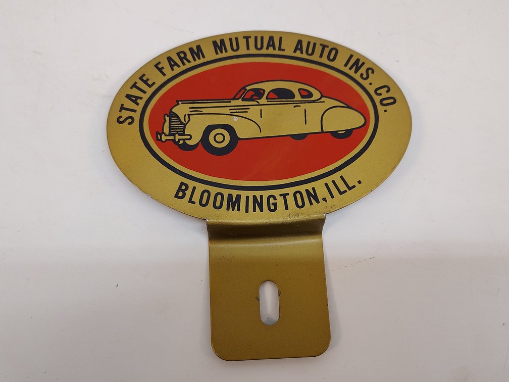 Vintage Steel State Farm License Plate Topper