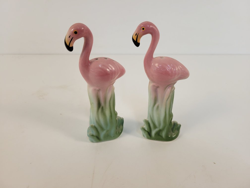 Mid-Century Pink Flamingo Salt & Pepper Shakers