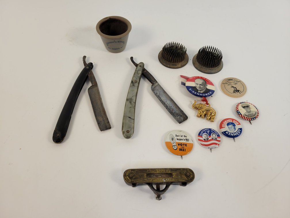 Antique Stanley Level, Political Buttons, and More