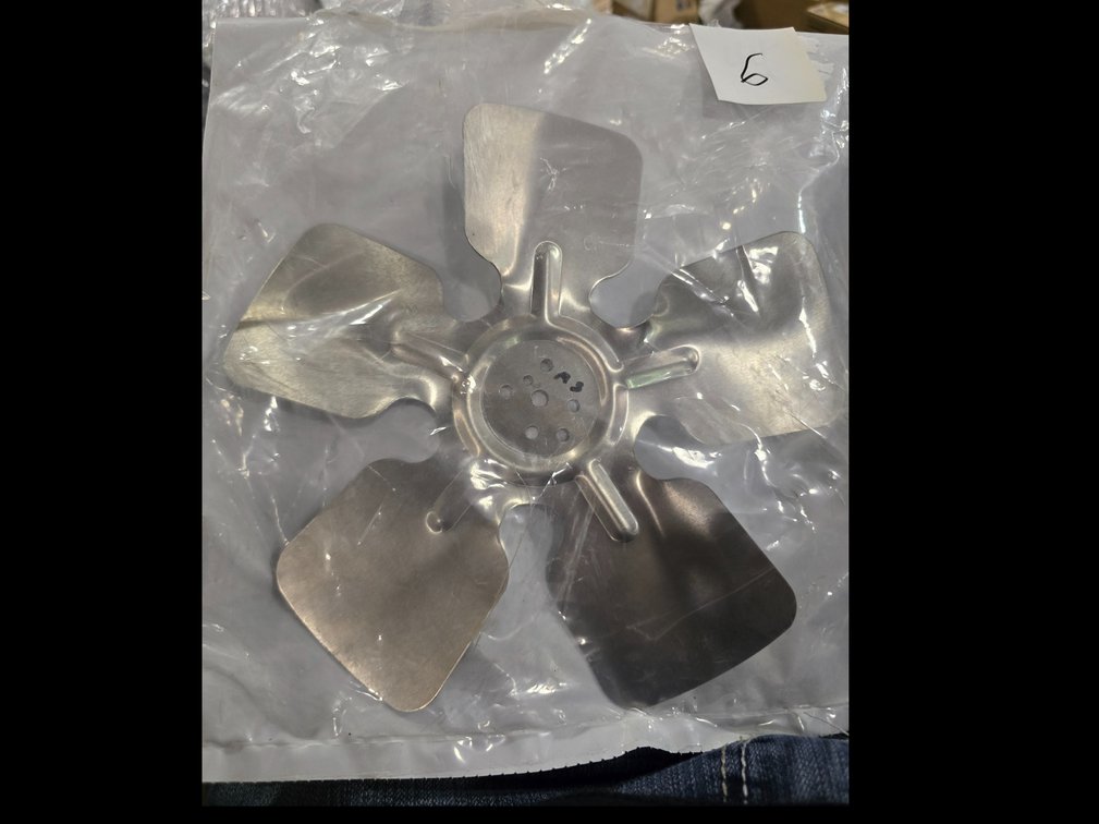 5 blade metal fan blade 9 inch diameter, 25° pitch.