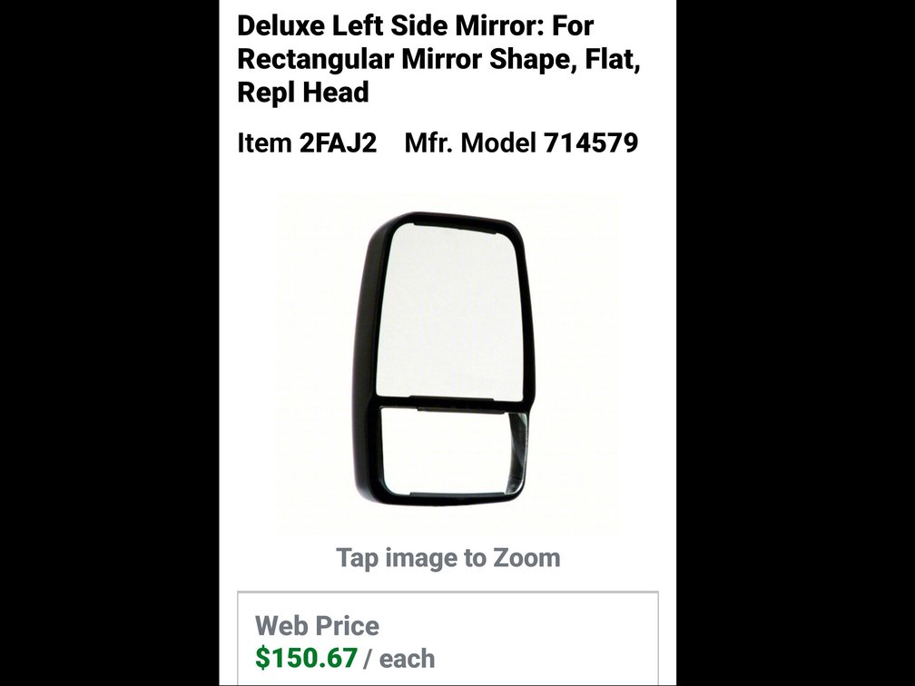 Left side mirror for rectangular mirror shape