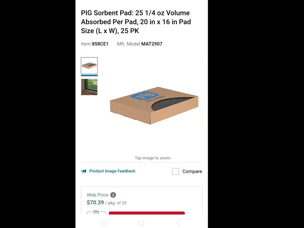 Box of 25 Pig absorbent mat pads