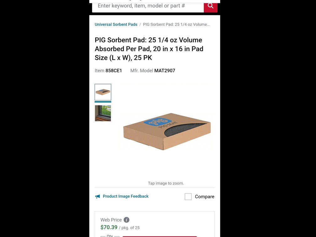 Box of 25 Pig Absorbent Mat pads