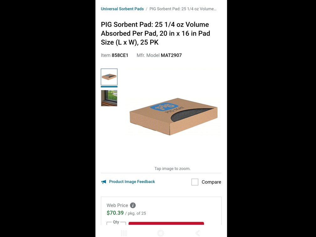 Box of 25 pig absorbent mat pads