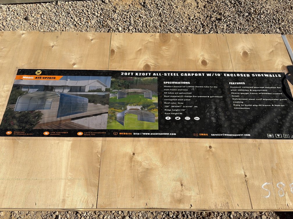 Unused ATS 20ft x 20ft Steel Carport w/Enclosed Sidewalls