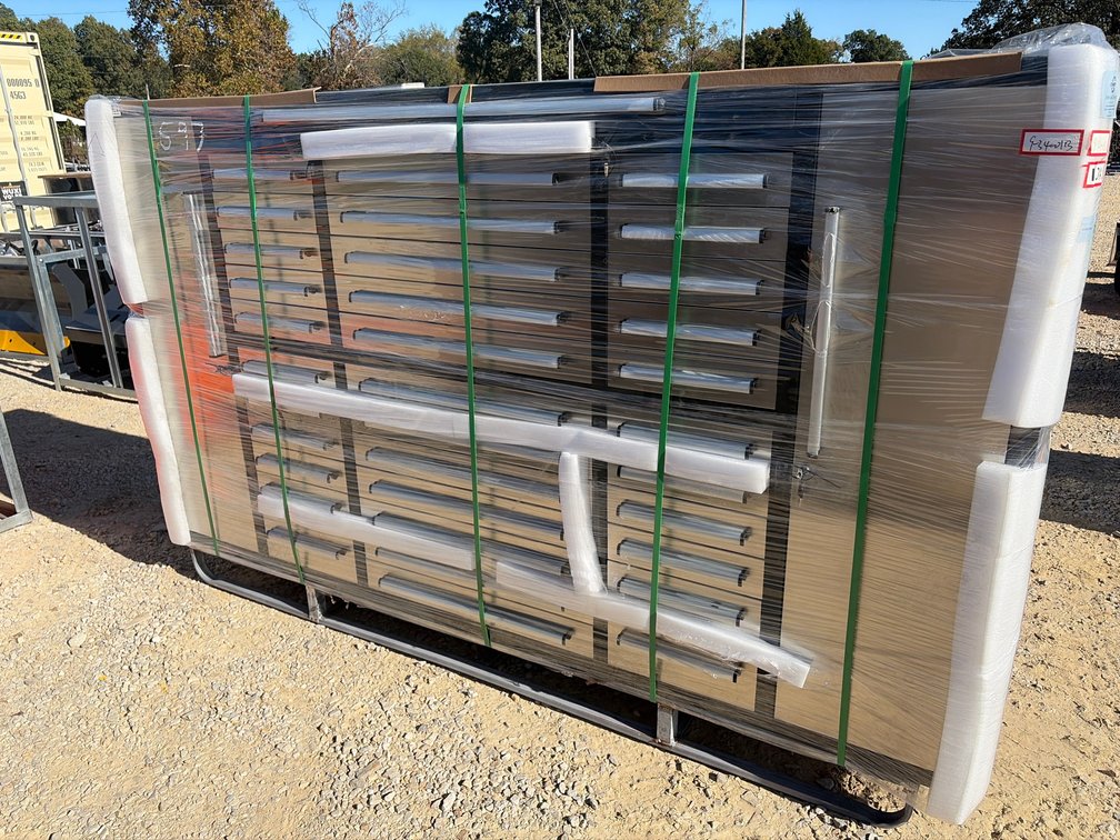 Unused 9ft 34 Drawer Stainless Tool Cabinet