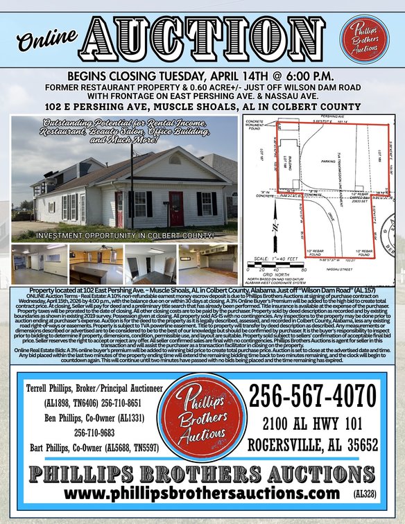 Image for Online Auction!  Former Restaurant Building & 0.60 Acre+/- in Muscle Shoals, Alabama!