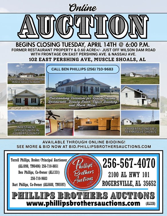 Image for Online Auction!  Former Restaurant Building & 0.60 Acre+/- in Muscle Shoals, Alabama!