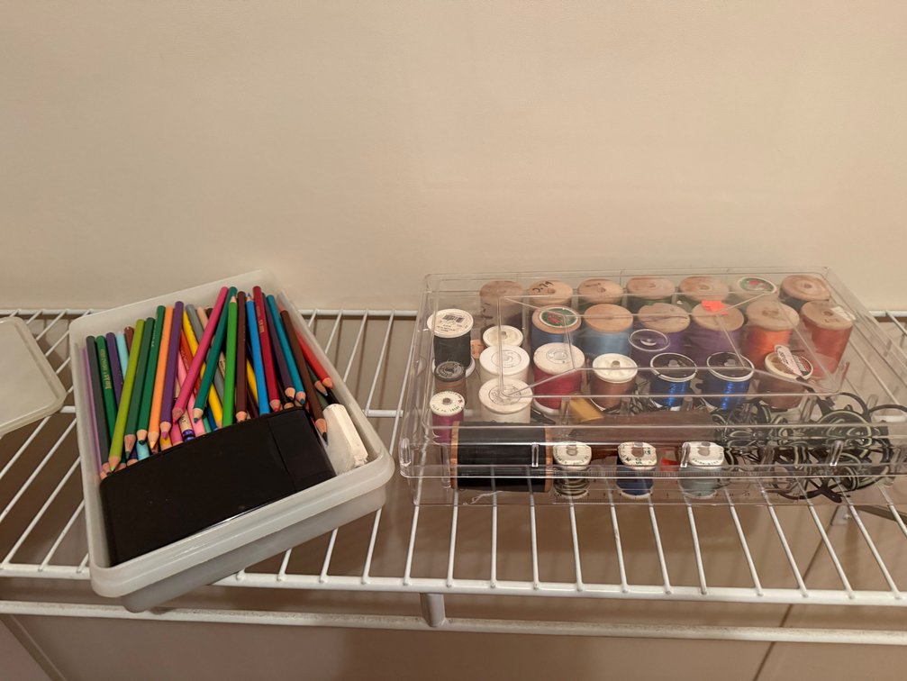 Thread and colored pencils