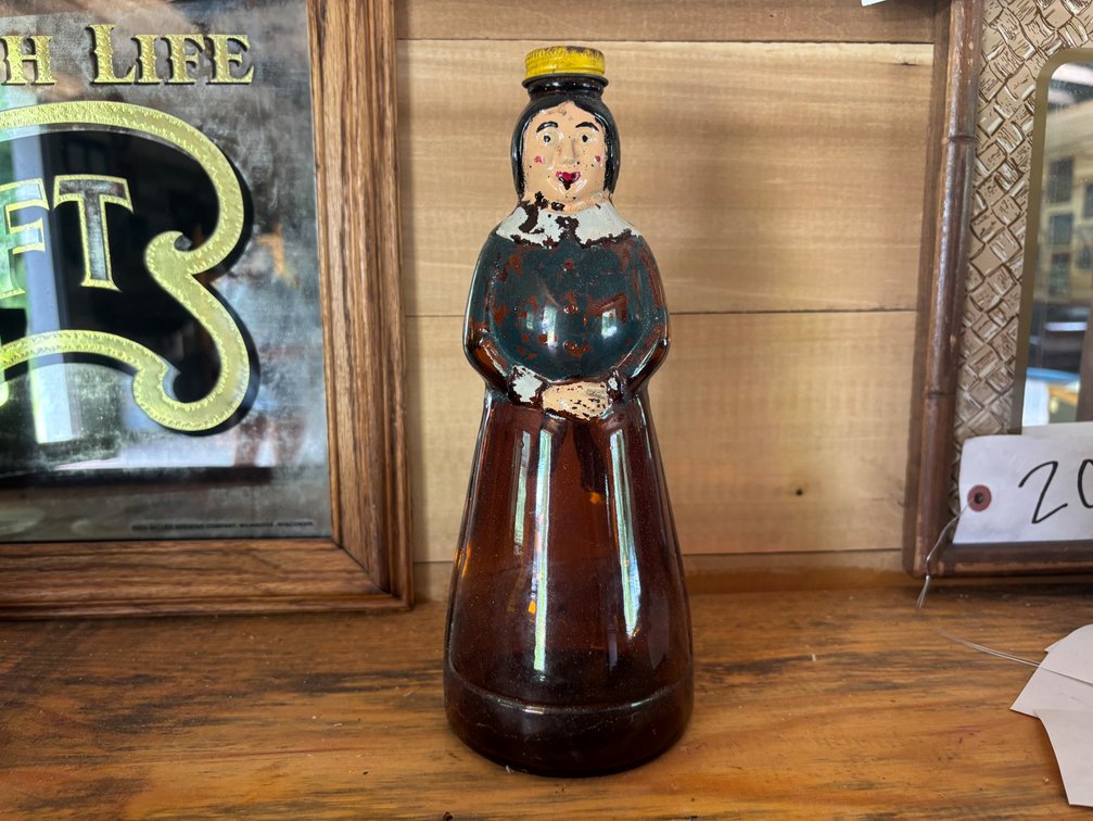 Painted Mrs. Butterworth Glass Bottle