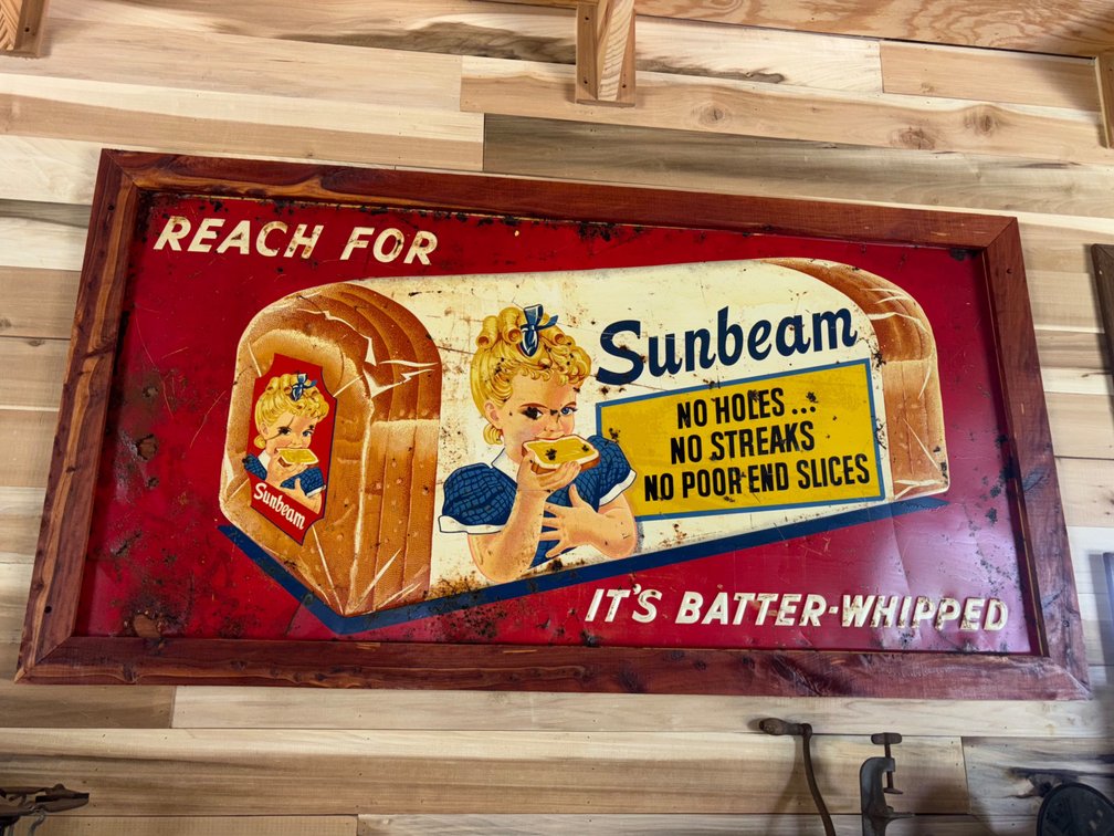 Large Vintage Sunbeam Bread Metal Sign