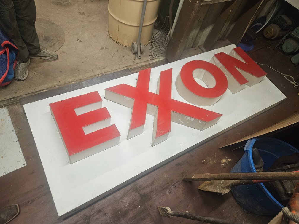 Large Exon light up aluminum sign
