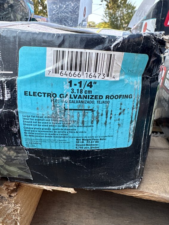 1 box 1 1/4 Electro Galvanized Roofing Nails