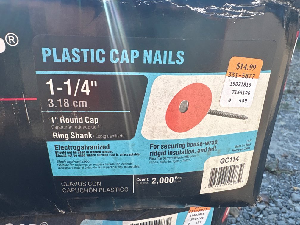 2 boxes 1 1/4 plastic nail caps