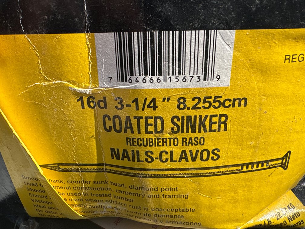 1 box 3 1/4 coated sinker nails