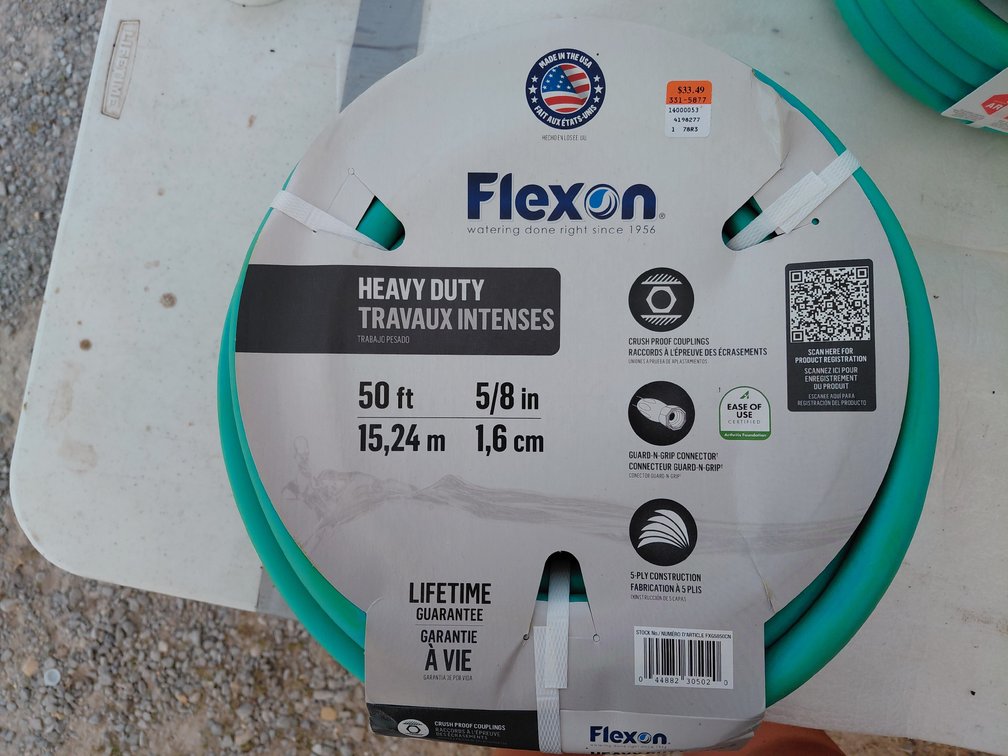 (2) Flexon Water Hose 50ft 5/8"