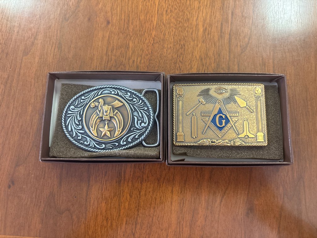 (2) Masonic Belt Buckles