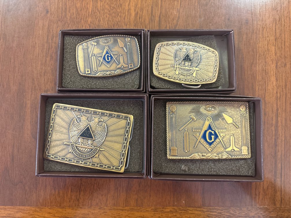 (4) Masonic Belt Buckles
