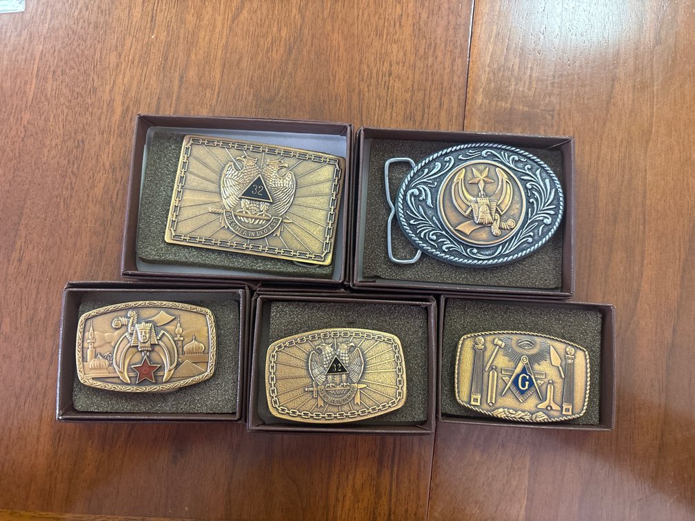 (5) Masonic Belt Buckles
