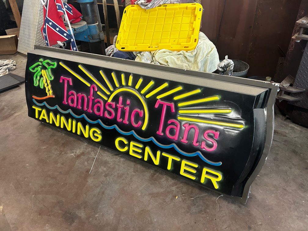Large double sided tanning sign