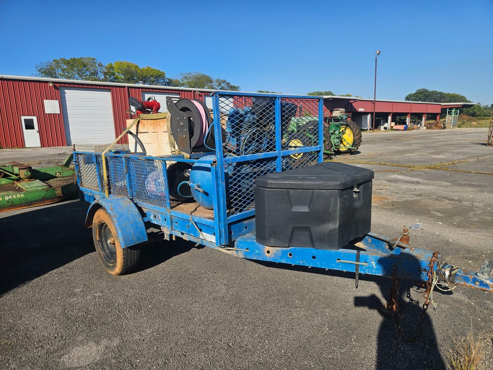 Service trailer w/ fuel transfer tank, compressor, and toolbox