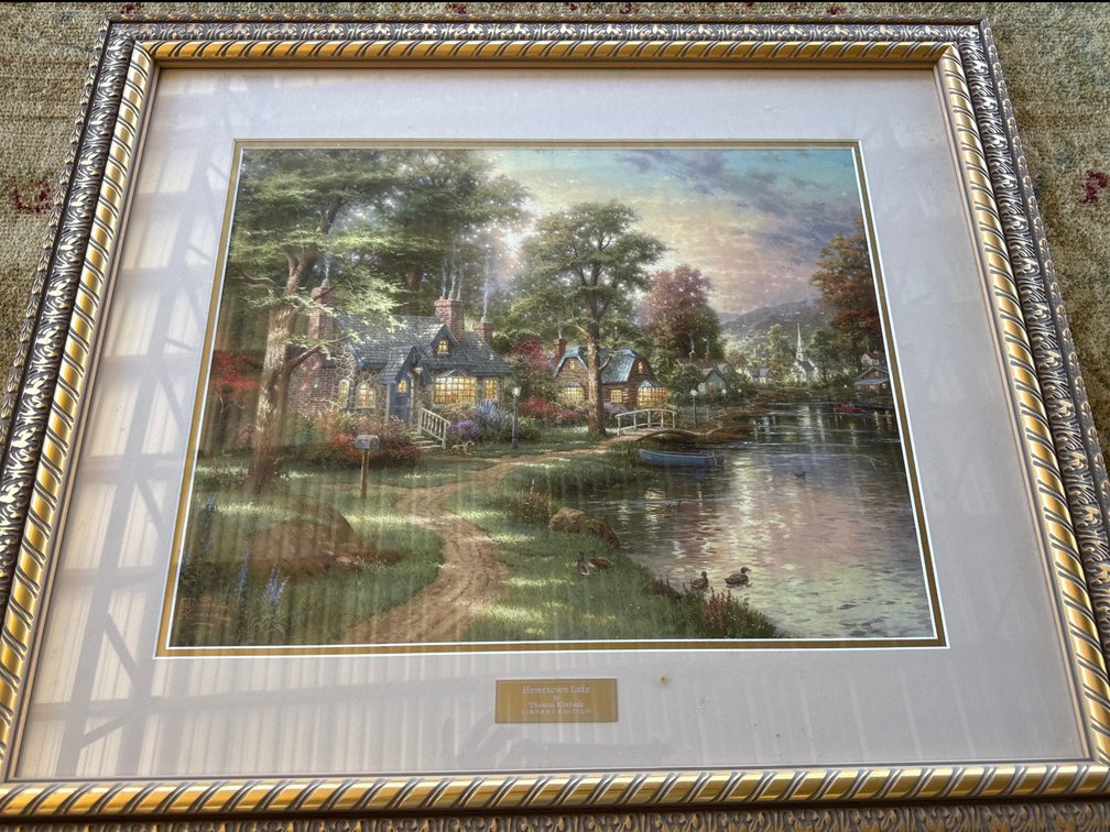 Thomas Kinkade hometown lake 26” high x 30” wide. New in the box