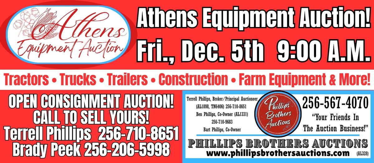 Image for 2025 ATHENS EQUIPMENT AUCTION!