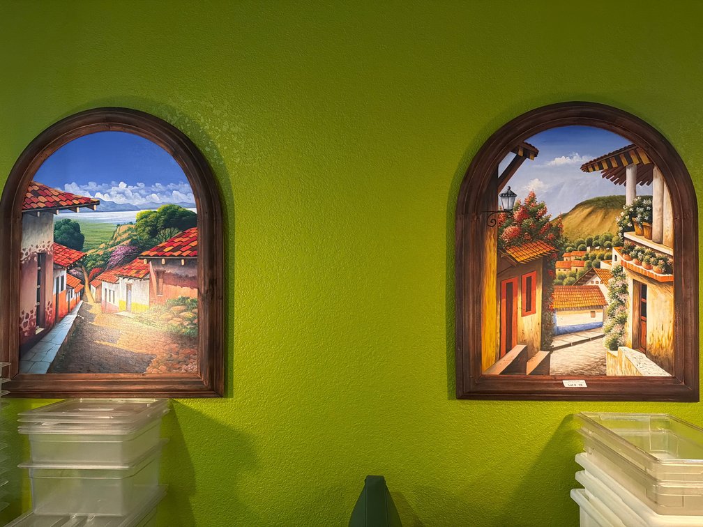 Wooden framed paintings on canvas