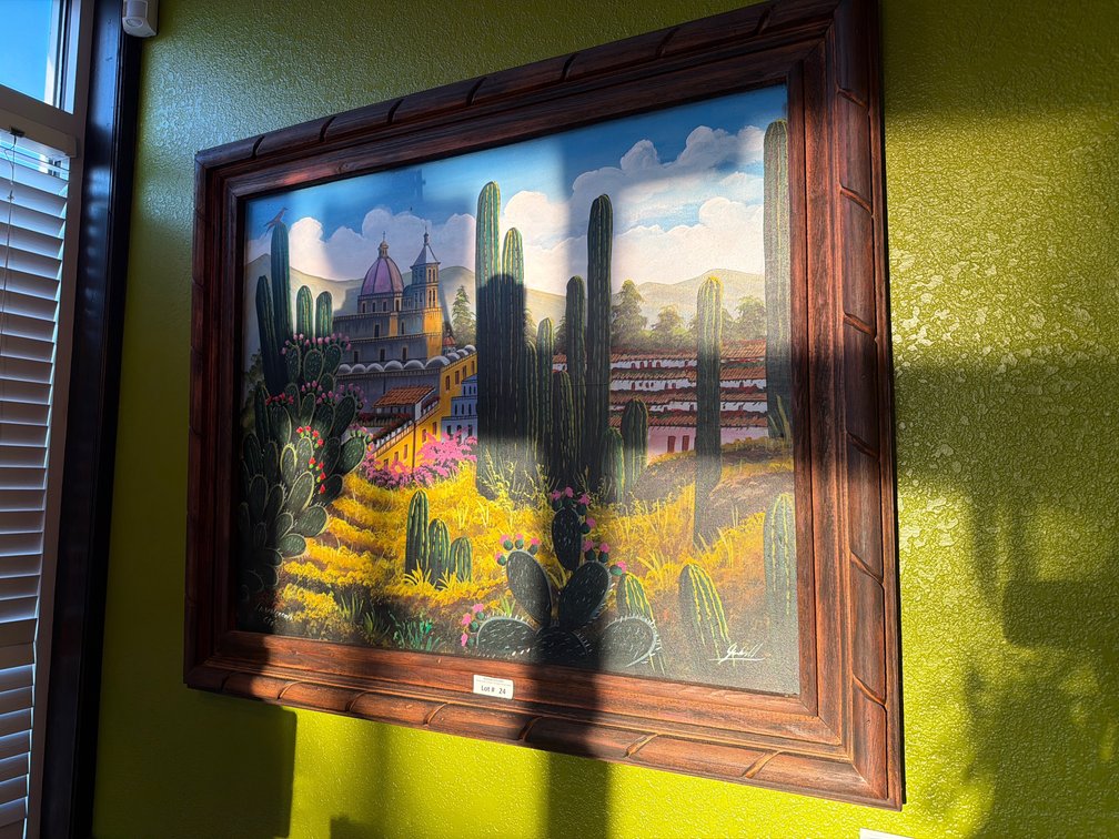 Wooden framed painting on canvas
