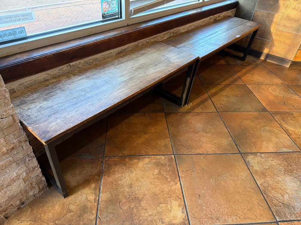 Metal framed waiting area benches