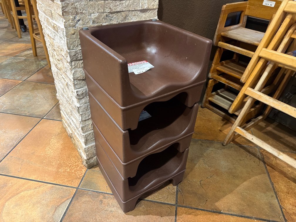 Cambro brown stackable plastic booster seats