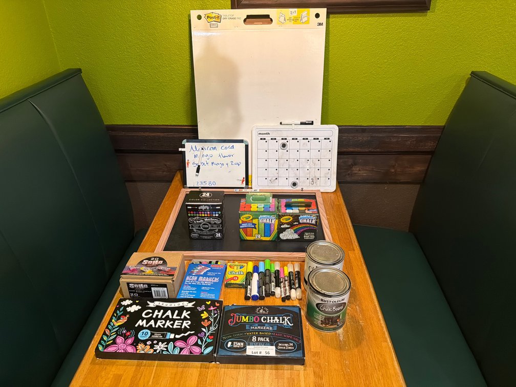 Lot: chalk, markers, boards & paint