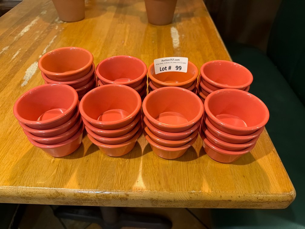 Lot: 33 Yanco 3” salmon melamine sauce dip cup bowls