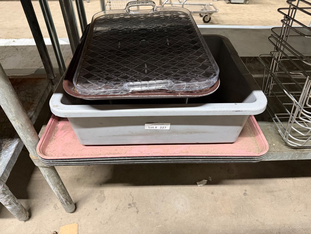 Lot: serving trays & plastic prep bins