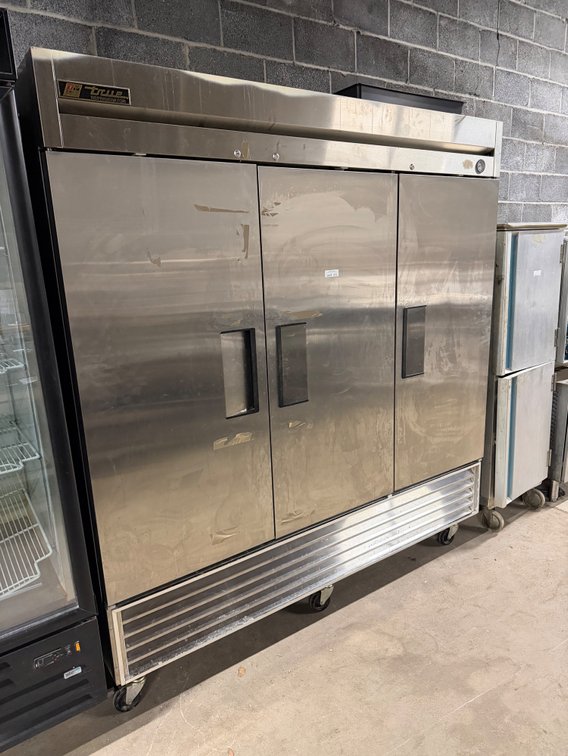 True stainless 3 door cooler on wheels