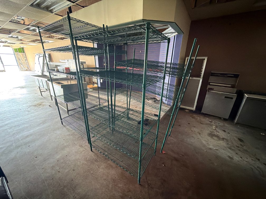 NSF 5 level green coated wire shelf unit