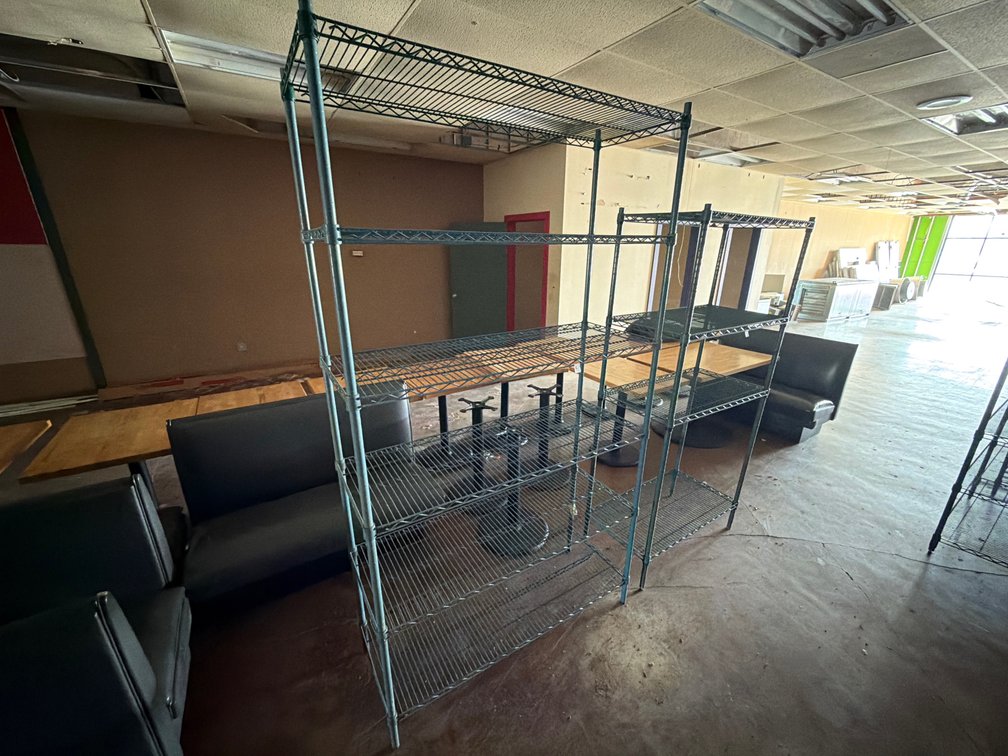 NSF 6 level green coated wire shelf unit