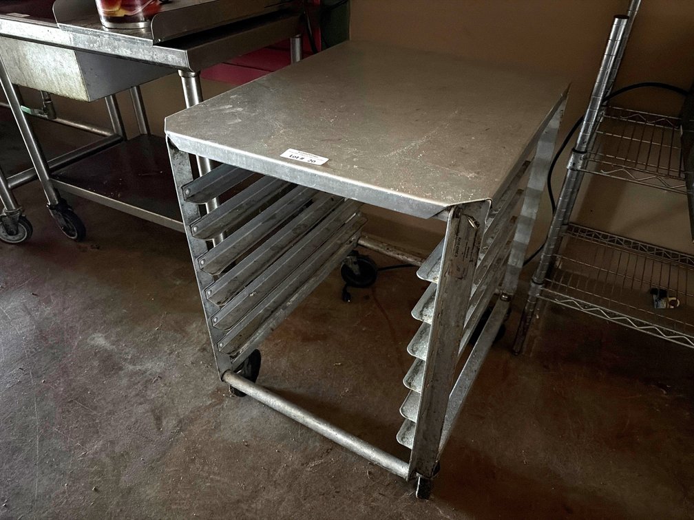 NSF HD aluminum sheet pan rack on wheels w/ removable top
