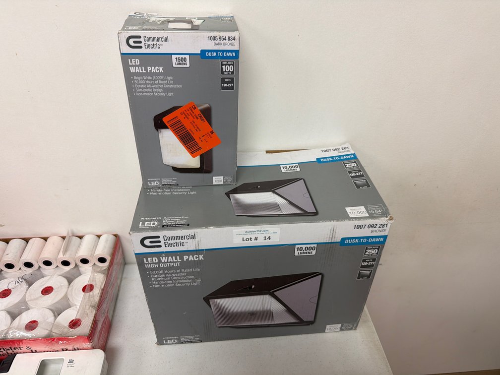 Lot: 2 Commercial Electric LED outdoor wall lights