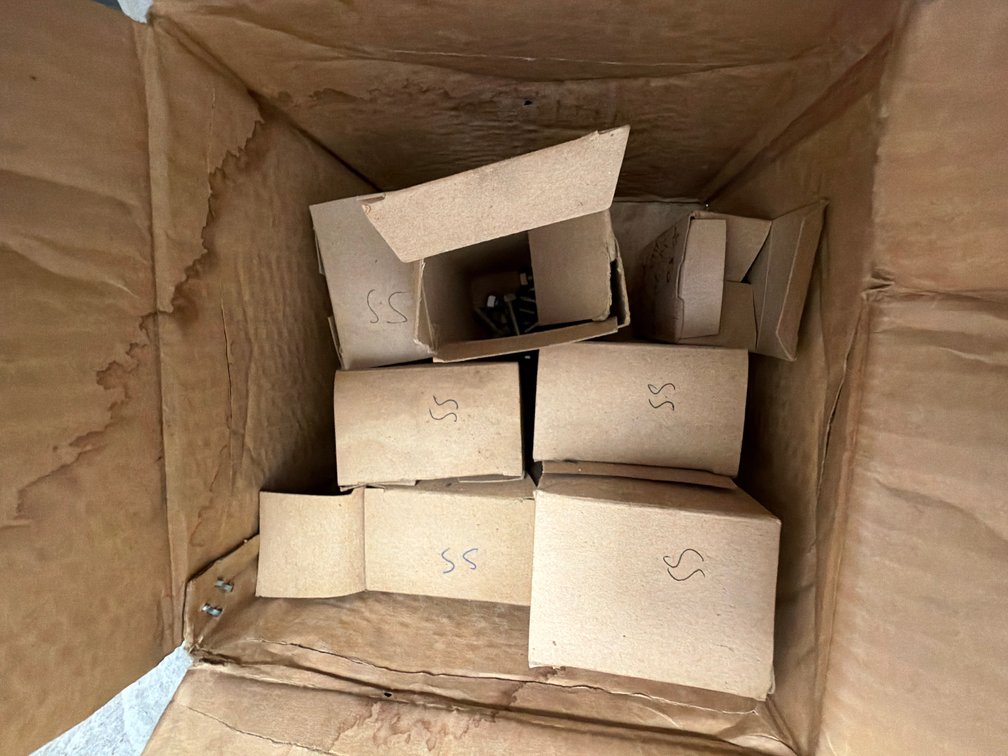 Box of assorted stainless bolts / hardware