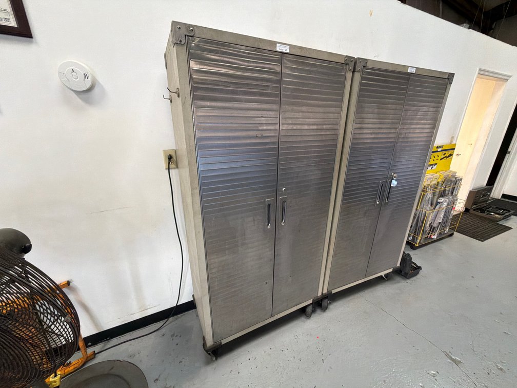 Stainless 2 door storage cabinet on wheels