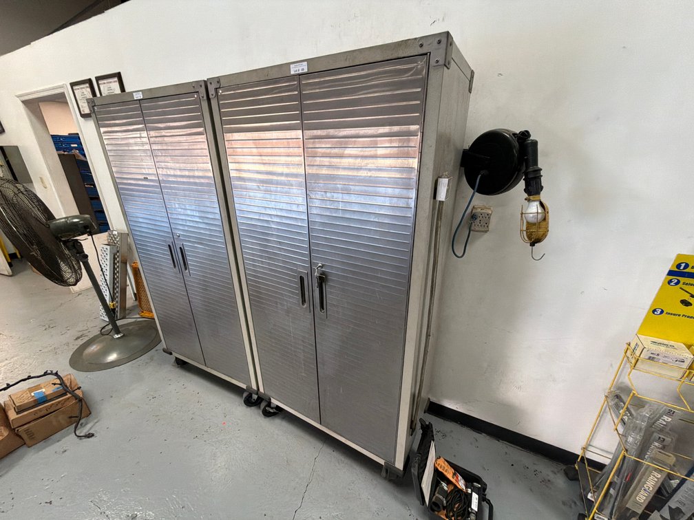 Stainless 2 door storage cabinet on wheels
