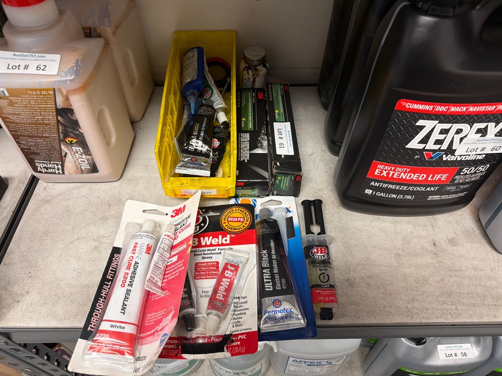Lot: assorted sealant, adhesive & gasket maker