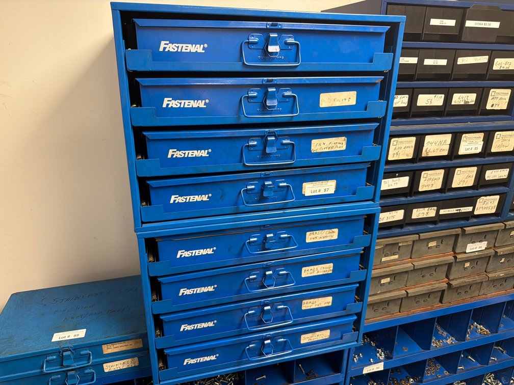 Fastenal sliding 4 draw hardware bins FULL