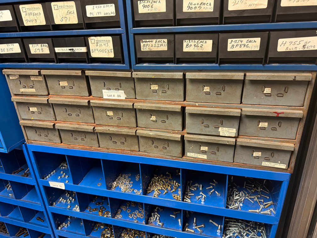 HD metal 18 cubby hardware parts bin FULL