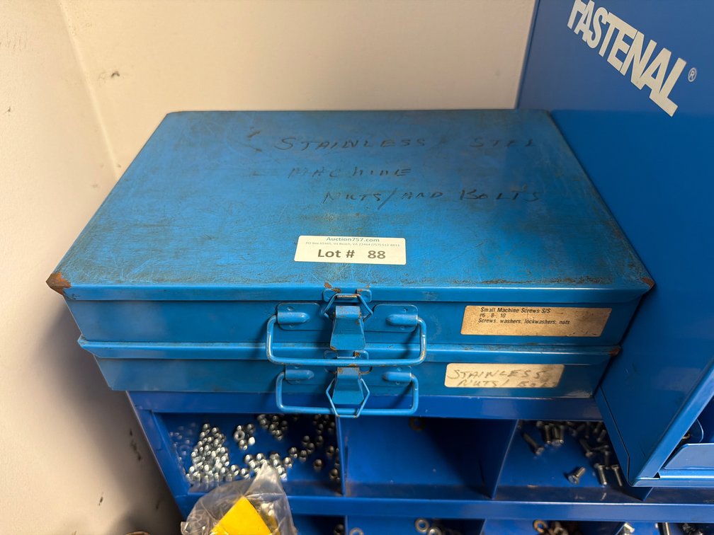 Metal hardware parts bins FULL