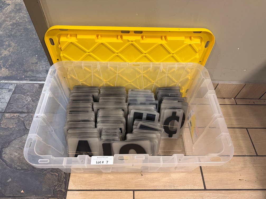 Storage tote full of marquee letters