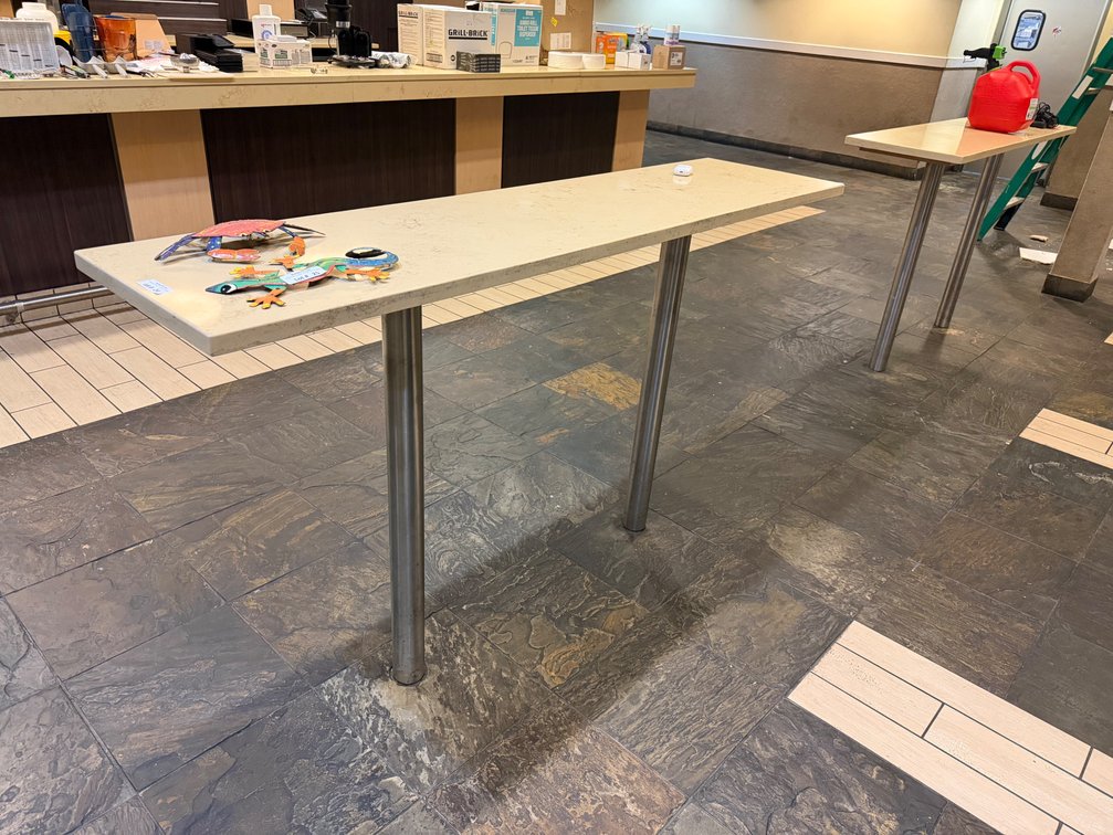 Granite top floor mount bar tables